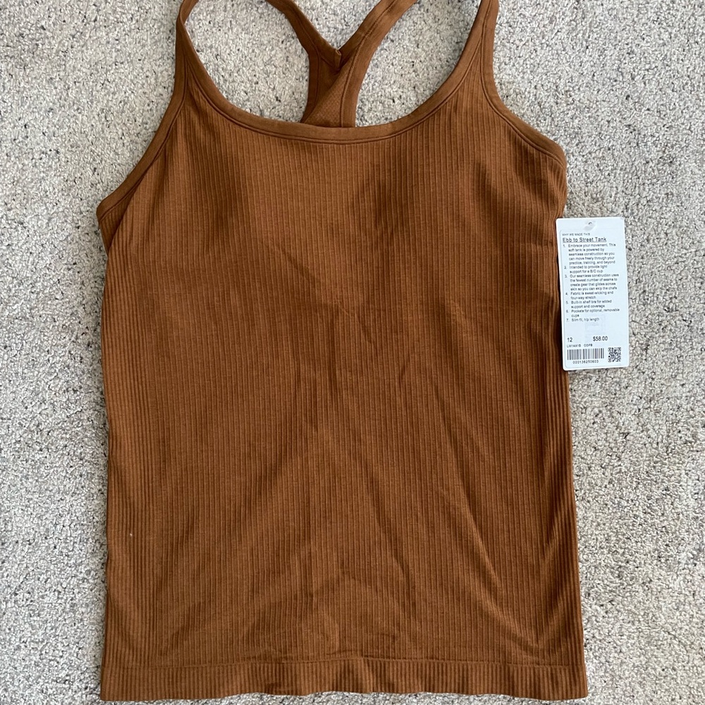 Lululemon copper brown tank top size 12